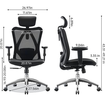 Sihoo M18 Office Desk Chair, Ergonomic Computer Office Chair with Adjustable Headrest and Lumbar Support, High Back Executive Swivel Chair Black by Mahmayi